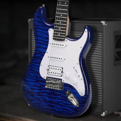 Beginner Electric Guitar Kit HSS Pickup, Versatile 5-Way Switch for Clean to High-Gain Tone Full-Size ST Style Guitar for Starter & Intermediate Player Gig Bag Digital Tuner Blue Burst image 2