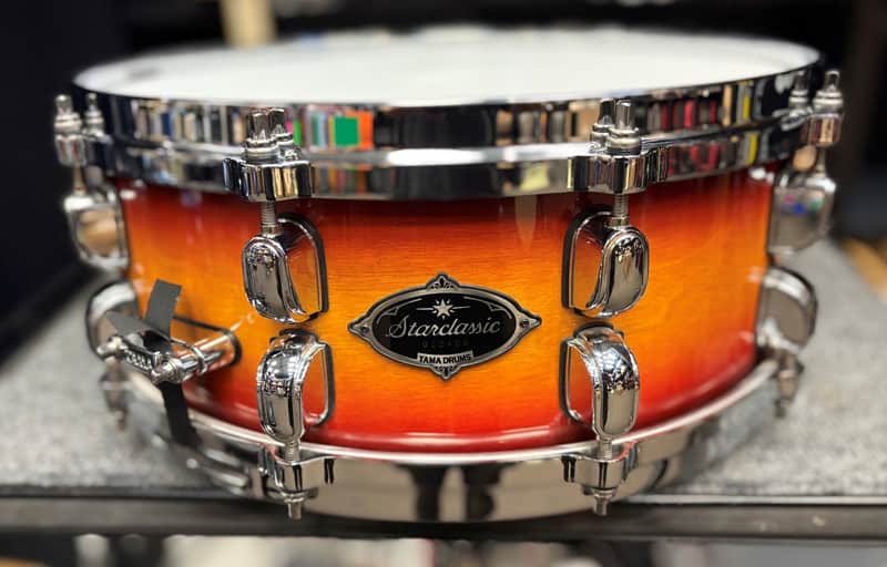Tama Used Starclassic Bubinga Birch 5.5x14 Snare Cherry Natural Burst image 1