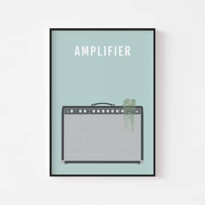 Amplifier Print - Retro Music Poster, Fender Amp Art, Instrument Wall Art, Music Studio, A3 Size image 1