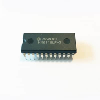 Rhodes Chroma Polaris Chip IC, HM6116LP-3 Low-power SRAM, 150 nS, 24-pin DIP.