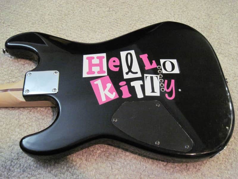 Black 2005 Fender Squier HELLO KITTY Stratocaster Guitar Full Size