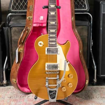 Gibson Custom Shop 1957 Les Paul Standard Murphy Lab Ultra Light Aged Electric Guitar with Bigsby - All Double Gold with Hardshell Case image 21