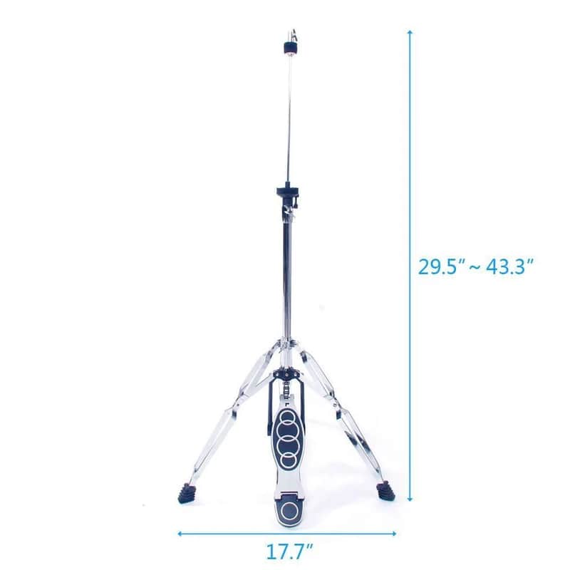 New HI-HAT Cymbal Stand Double Braced Chrome High Hat Silver & Black image 1
