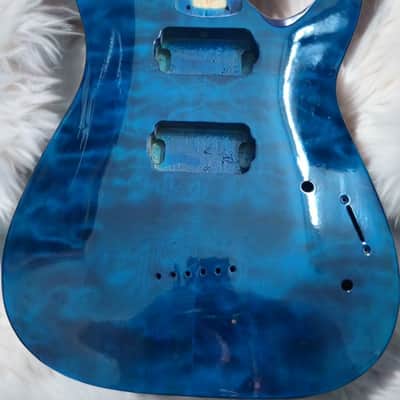 Blue Quilted Maple Top HH Guitat Basswood Body image 1