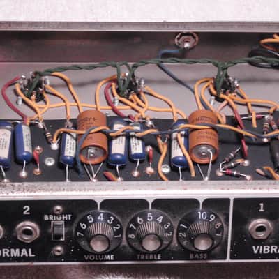 Fender Tremolux 2-Channel 35-Watt 2x10" Piggyback Guitar Amp 1963 - 1965 - Black Panel image 13