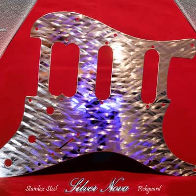 Silver Nova Stainless Steel Pickguard for Fender Stratocaster HSS Pro Steel Chrome Metal Strat Guard image 1