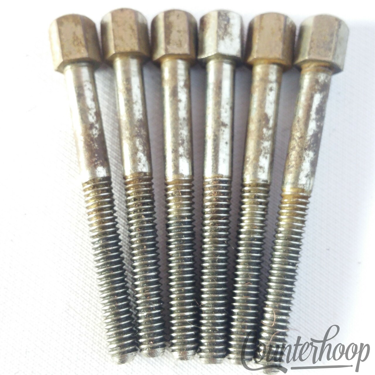 Walberg&Auge 6x 2" Hex T-Rods Tom/Snare Drum Tensioner Nickel USA W&A Leedy 40s — main photograph