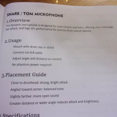 NEW Fulode 1 of 4 Snare Drum / Rack Tom / Floor Tom Black Dynamic Microphone w/ Rim mount Clip image 6