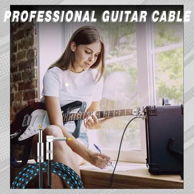 10ft Multicolored Braided 1/4" TS Instrument Cable (8-Pack) - Guitar & Amp Cords image 6