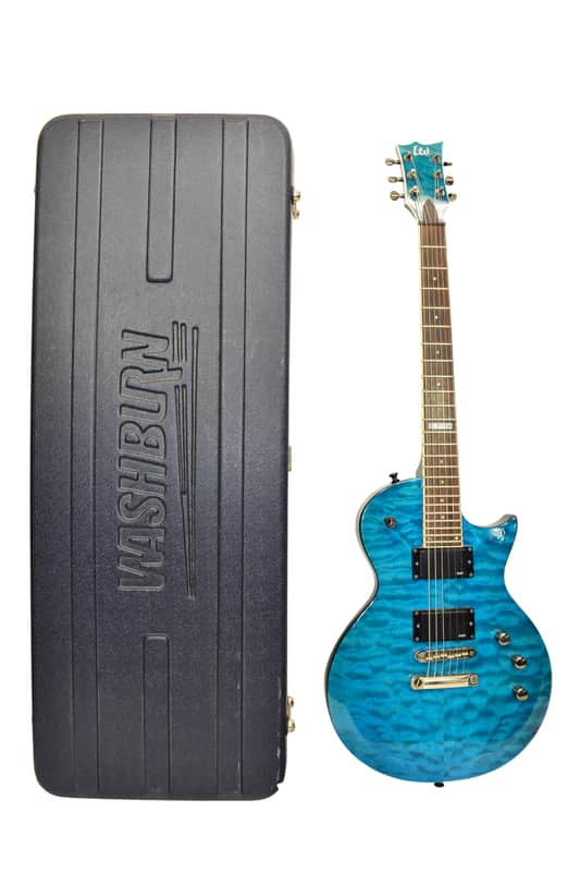 ESP EC-200QM Electric Guitar, See Thru Blue w/ Case image 1