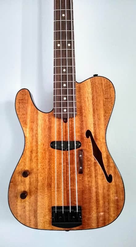 Lefty Warmoth Custom-T Telecaster Bass with Koa Top and Rosewood Neck image 1