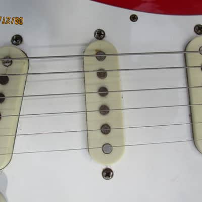Hondo H76 Stratocaster Guitar, 1980's, Korea, Red, Fresh Setup image 4