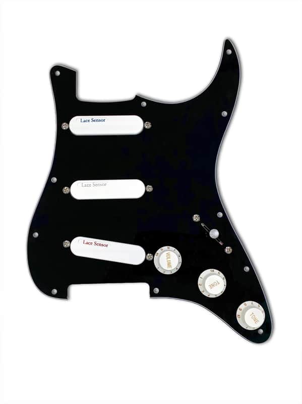 LACE Sensor Ultimate Triple Loaded Pickguard- - Black Pickguard/White Pickups image 1