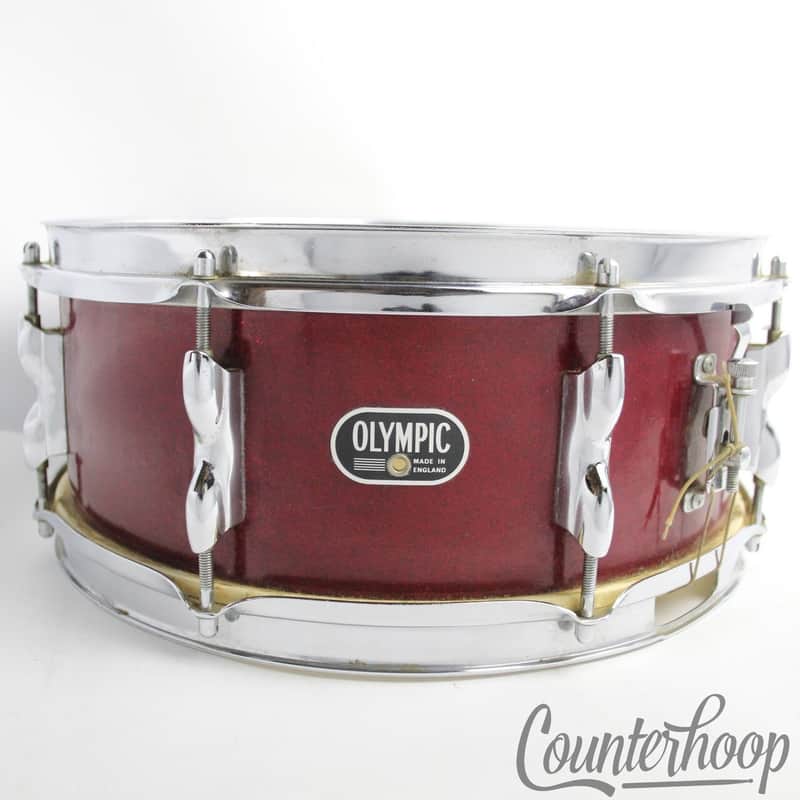Premier Olympic 14x5.5"Red Sparkle Snare Drum 8Lug Vintage 60s 3Ply Birch Chrome image 1