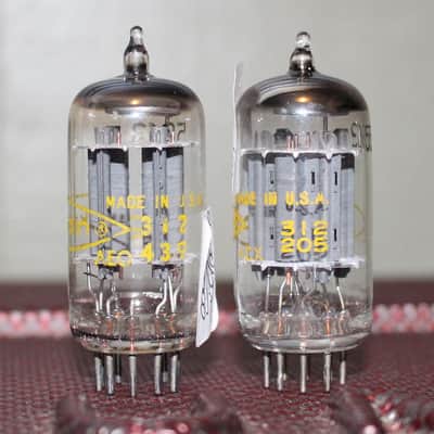 SYLVANIA 5963 12AU7 PERFECT MATCH PAIR LONG PLATE HALO GETR TEST NOS++ VINTAGE 1962-4 FOR BECKMAN image 3