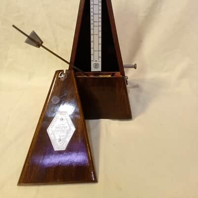 Fully Restored Paquet Antique Maelzel Bell Metronome 1900s Walnut / Fruitwood, Has Silver Trim image 14