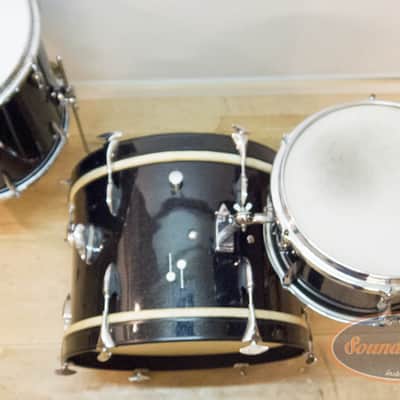 Vintage Early 60's Sonor Teardrop Black Sparkle Jazz drums 3-piece image 2