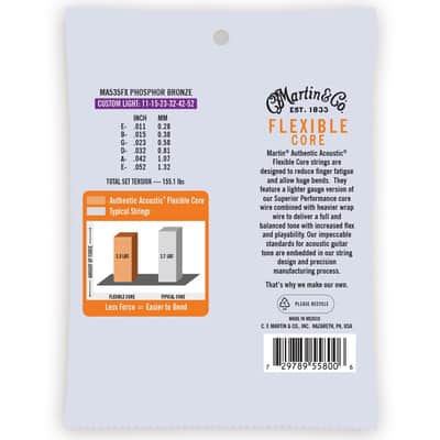 MA535FX Flexible Core Phosphore Bronze Custom Light 11/52 Martin Strings image 2