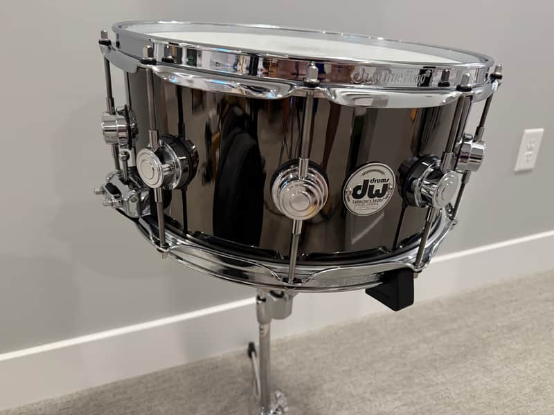 DW Collector's Series Black Nickel Over Brass 6.5x14" Snare Drum 2011 - 2021 - Black Nickel with Chrome Hardware image 1