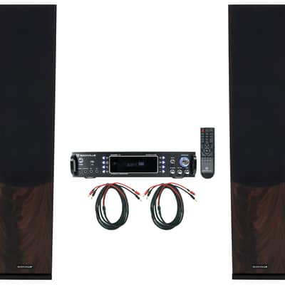 2 Rockville Lux 658 Dark Wood Dual 6.5" 8 Ohm Hi-Fi Tower Speakers+Home Receiver image 4
