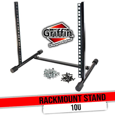GRIFFIN Rack Mount Stand 10U (Studio-ZPRO Steel Series) – Music Recording Audio Equipment Sound Mixer Standing Case & 20 Screws – Network Amp Server Gear Rails For DJ Booth Cart, Stage & Bands image 1