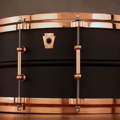Ludwig 14 X 6.5 Lb427 T DC Hot Rod Black Beauty Snare Drum, Brass Shell, Matte Black, Copper Fittings image 6
