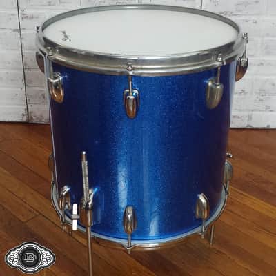 Slingerland early 1960s 3 ply bop toms 12" rack tom 14" floor tom Blue Sparkle image 6
