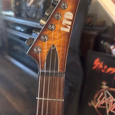 ESP LTD MH-100 QM NT 2014 - Amber Sunburst image 4