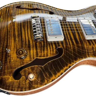 2025 PRS 40th Anniversary Hollowbody II Piezo One Piece 10-Top & Back! - Yellow Tiger image 5