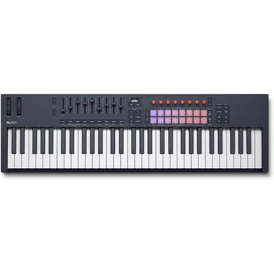 Novation FLkey 2 61 — 61-Key MIDI Controller Keyboard for FL Studio. Make Beats with Semi-Weighted Keys, USB, Pitch & Mod Wheels, 16 Drum Pads, and Arpeggiator — Inc. 6 Months of FL Studio image 1