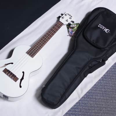 KALA Jazz Tenor Metallic White archtop acoustic electric UKULELE new UKE w/ Bag image 1