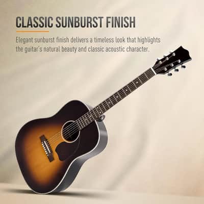 Acoustic Guitar, A-grade Solid Spruce Top, Sunburst Mahogany Body for Beginners Adults Students and Live Performances, Warm Tone and Stable Intonation image 2