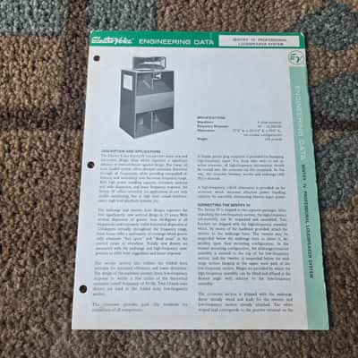 Vintage 1970's Electro-Voice Sentry IV Professional Loudspeaker System Spec. Sheet! image 1