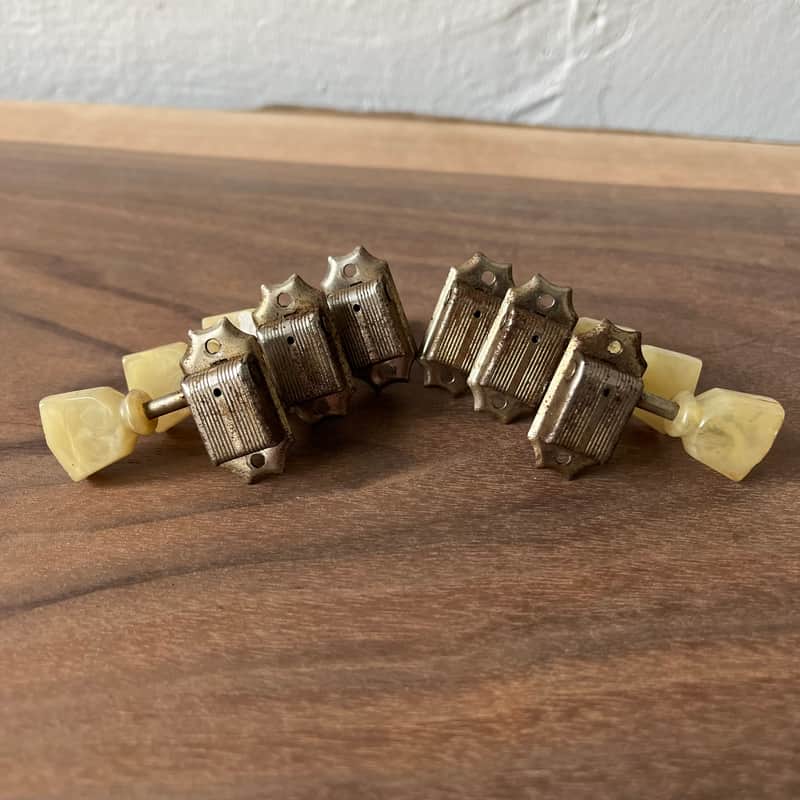 Kluson Deluxe Tuner Set Keystone Button No Line Single Ring Vintage 1952-1956 - Nickel image 1