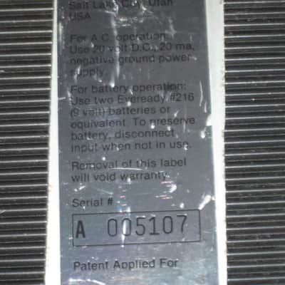 used vintage DOD Performer Series BOTTOM PLATE ( screw holes are on 4 corner areas) NO: pedal/other parts - early 1980s - Metal Plate has Silver & Gray Finish / Stiff Black Rubber Padding (padding has ridges) has Label, underside sanded & repainted gray image 7