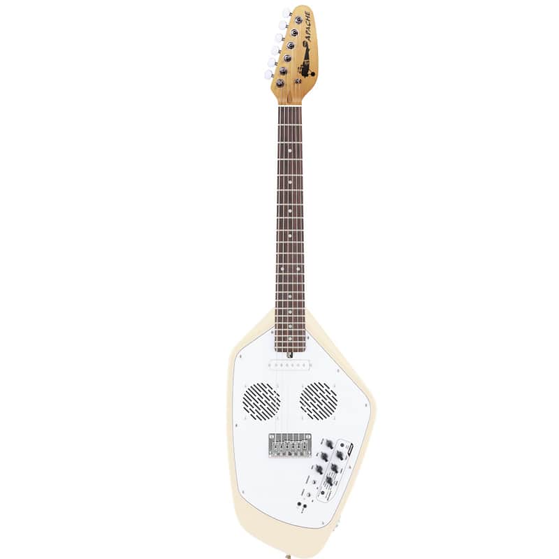 Vox Apache Ii White 6 String Travel Guitar With Built In Amp And