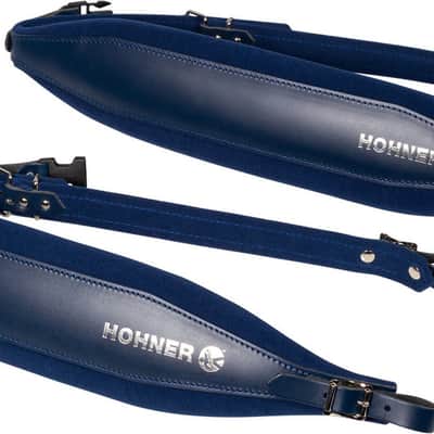 Hohner 44 In. X 4 In. Leather & Velvet Accordion Straps X-Large W/ Back Strap (ACC18-BLU/BLU) image 3