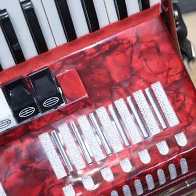 Milan Accordion 72-Bass 34-Key 5-Treble Switch Red Piano Accordion w/Case image 15