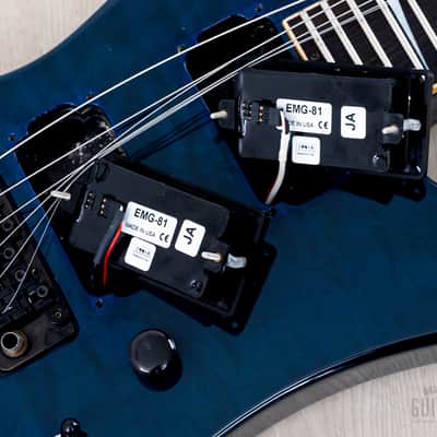 2001 Jackson Stars Japan Pride Kelly J.P. KE/E-230 Trans Blue Quilt Top w/ EMG, Floyd Rose, Case & Tags image 17