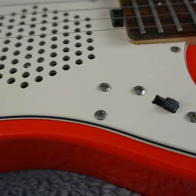 Marine Rider Travel Electric Guitar w/ Built-In Speaker – Compact Practice Guitar – Red image 11