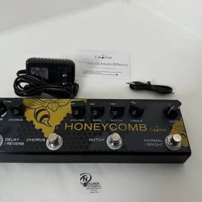 Caline CP 48 Acoustic Guitar Multi Effects Pedal EQ AUX DI Booster 2024 - Black yellow image 6
