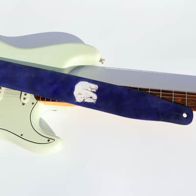 burnyblack custom guitar strap - polar bear navy blue image 6