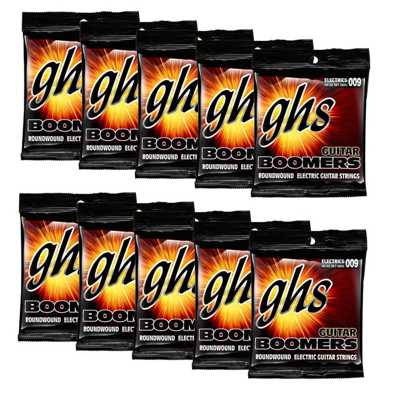 10 Sets GHS GBXL Boomers Roundwound Electric Guitar Strings Extra Light Gauge 9-42 10-pack image 1