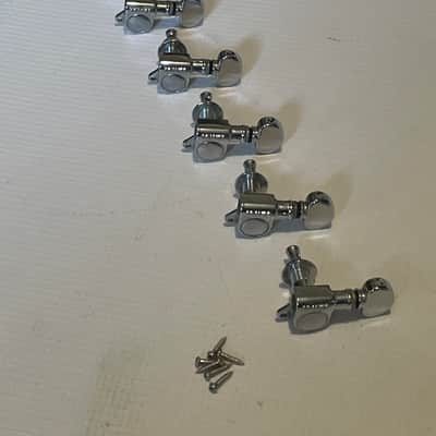 1980's Era Grover USA Mini Rotomatic Chrome Guitar 6 In Line Tuners Tuning Pegs Machine Heads image 3