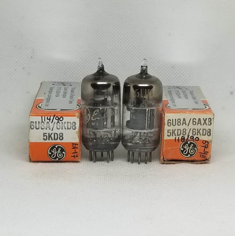 GE 6U8A Gray Plate Matched (3.3%/perfect) Pair NOS ECF82 6U8 6AX8 6KD8 6EA8 image 1