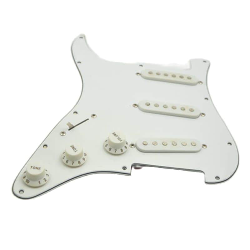 White Left Hand Guitar Loaded Prewired Strat Style Pickguard image 1