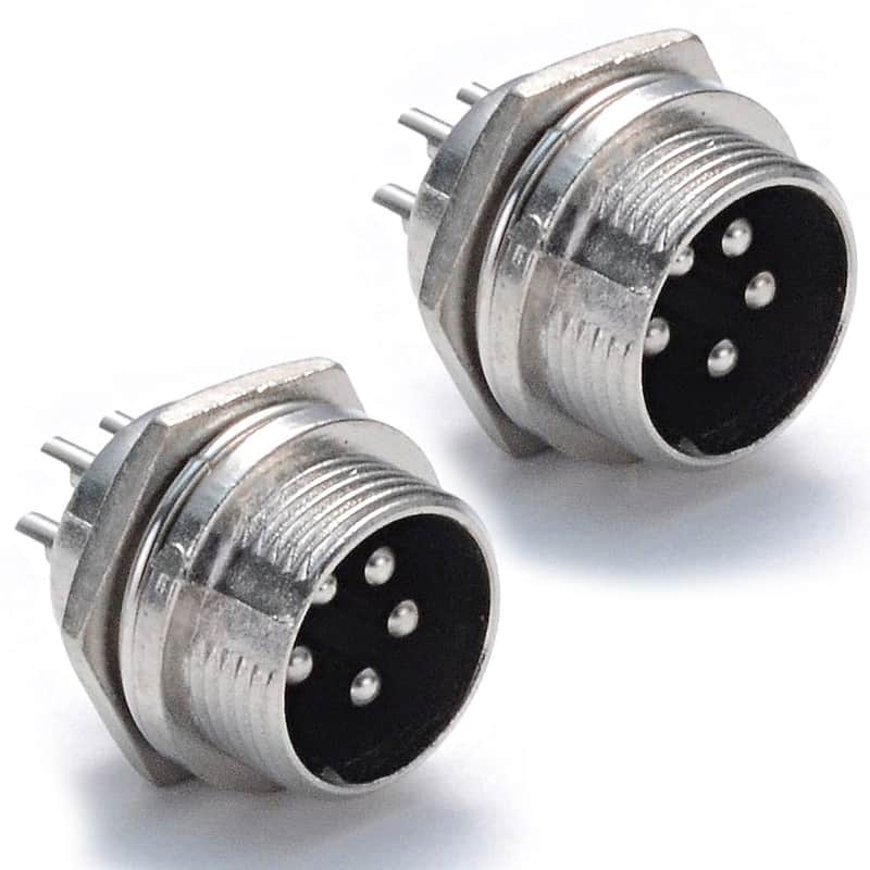 Seismic Audio SAPT22-2PACK 5-Pin Mini XLR Male Panel Mount Cable Connectors (5-Pack) image 1