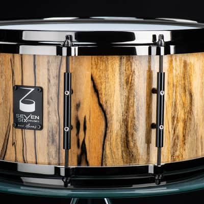 Seven Six Drum Company 7x14 Black and White Ebony Custom Snare Drum 2022 B+W Ebony High Gloss image 1