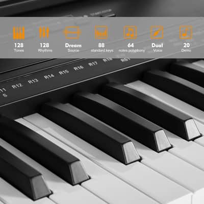 88-Key Full Size Semi-Weighted Digital Piano – Electronic Keyboard with Stand, Pedal, Bag & Bluetooth Connectivity image 5