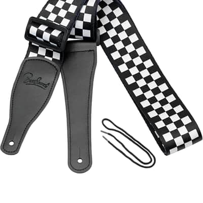 Electric Guitar Strap Black White Plaid Acoustic Guitar Strap Ukulele Bass Strap 2023 image 3